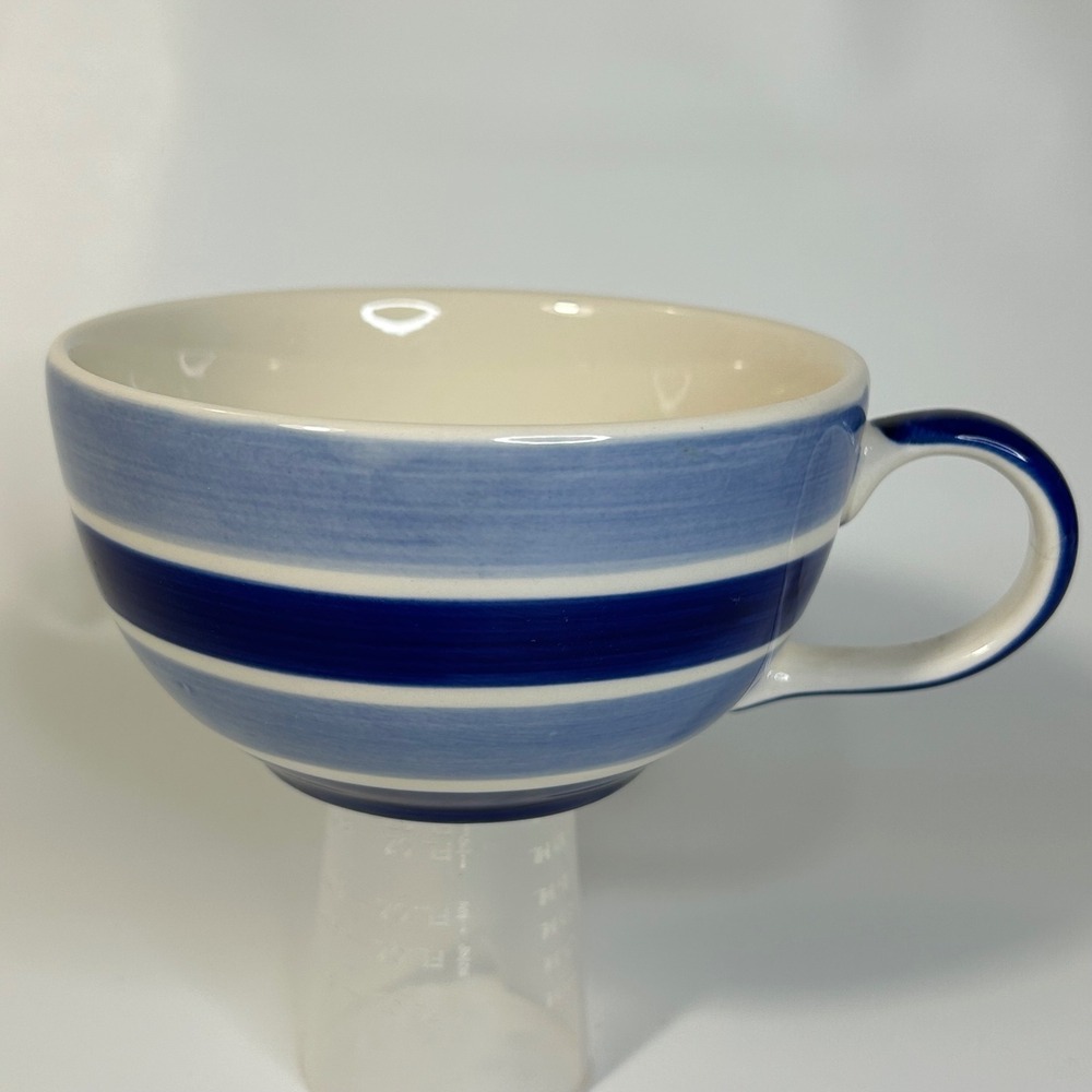 Whittard of Chelsea Tea Clipper Blue Striped Handpainted Ceramic Tea Cup Mug